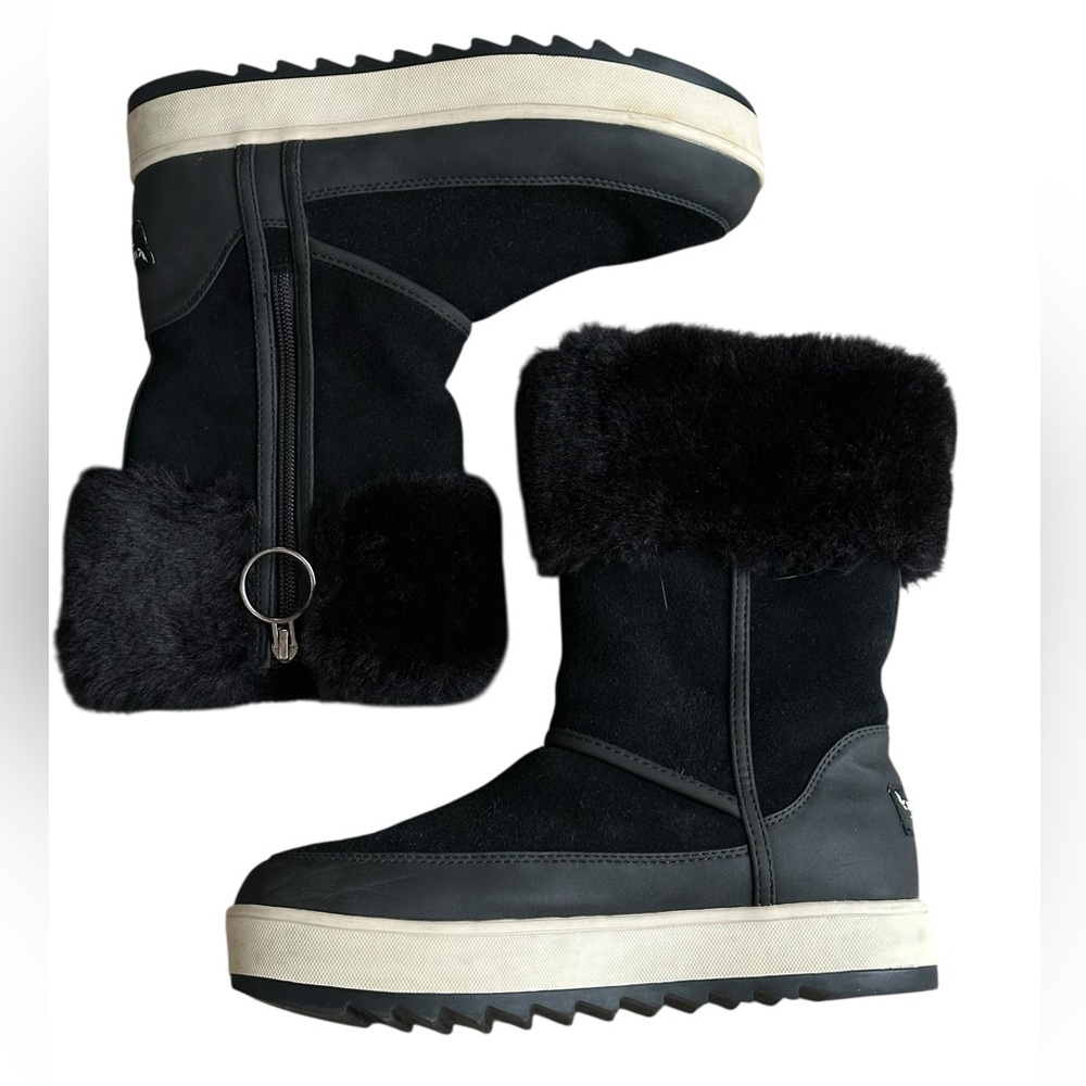 Koolaburra by UGG Tynlee Black Suede Boots with Faux Fur Cuff